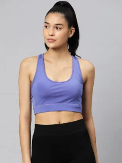 Alcis Women Solid Purple Full Coverage High Support Non Padded Workout Bra