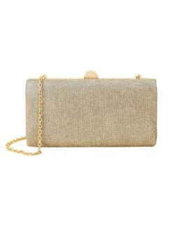 Accessorize London Women's Faux Leather Gold Lurex Clutch