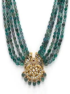 Dugran By Dugristyle Green And Gold Haar Necklace With Kundan & Pearls 9 Dugran By Dugristyle Green And Gold Haar Necklace With Kundan & Pearls -Gemischtwarenladen Für Damenmode c39f031DGNH22059 4