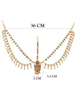 Yellow Chimes Gold Toned Multicolor Layered Temple Bridal Traditional Mathapatti Damini -Gemischtwarenladen Für Damenmode c4d6288YCHAHC 07LKSHDUL GL 4