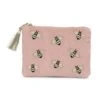 Accessorize London Women's Cotton Pink Bee Embellished Cosmetic Pouch