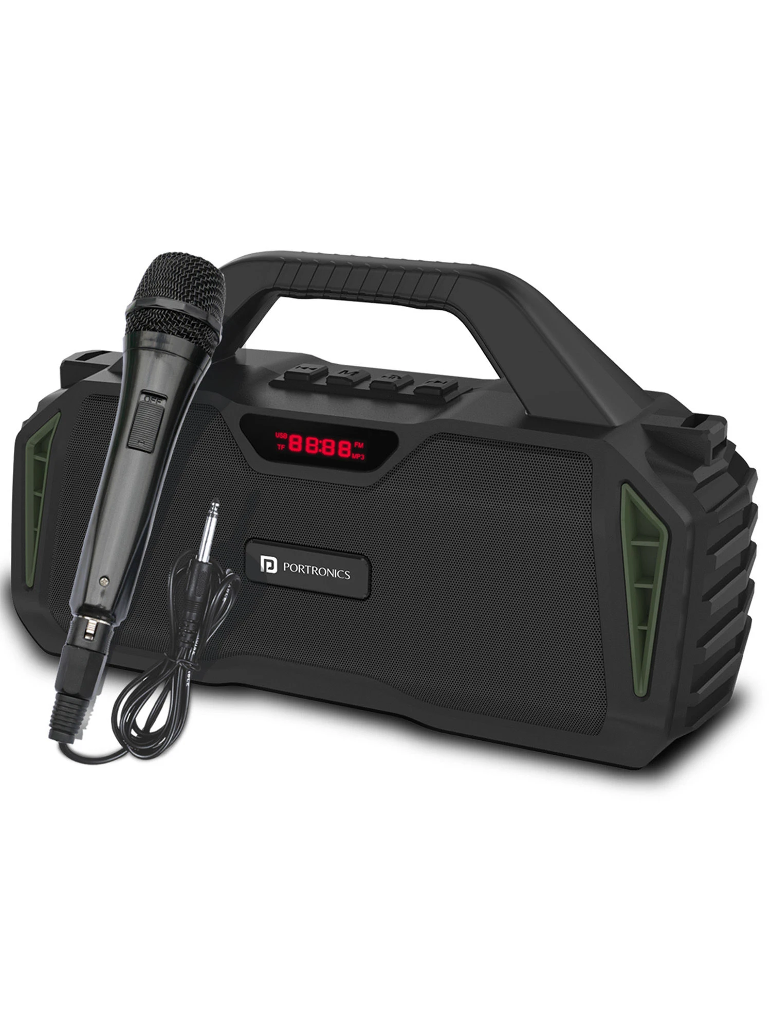 Portronics Chime 20W Tws Wireless Bluetooth Speaker With Wired Karaoke Mic With Inbuit Fm (Green) 3 Portronics Chime 20W Tws Wireless Bluetooth Speaker With Wired Karaoke Mic With Inbuit Fm (Green)