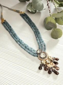 Joules By Radhika Blue & Smoky Antique Gold Necklace