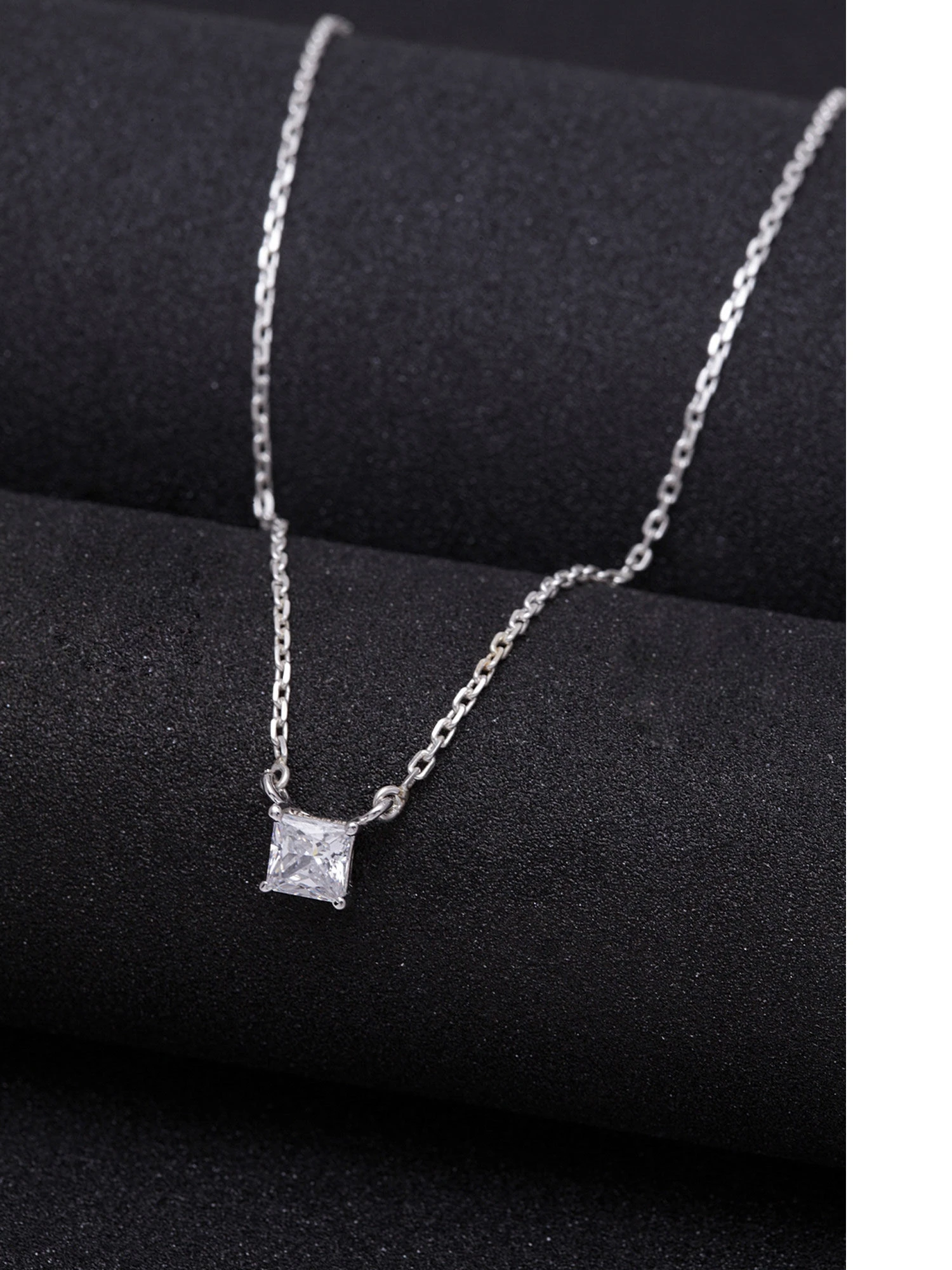 CLARA Sterling Silver Rhodium Plated Square Pendant Necklace With Chain Gift For Women And Girls 3 CLARA Sterling Silver Rhodium Plated Square Pendant Necklace With Chain Gift For Women And Girls