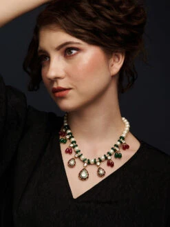 Joules By Radhika Multi Color Necklace With Enamelling Work