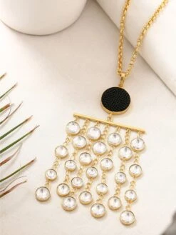 Zurooh 18K Gold Plated Round Polki Chain Necklace