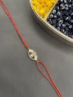 Digital Dress Room American Diamond Rakhi Evil Eye Charm Red Thread Rakhi