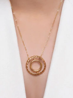 TANN TRIM Concentric Circle 18 Kt Gold Plated Pendant For Women