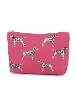 Accessorize London Women's Cotton Pink Dalmatian Large Make Up Bag