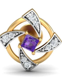 KuberBox 18K La HÃ©lice Amethyst Stud Earrings For Women And Girls -Gemischtwarenladen Für Damenmode e2236 18k 2 0daf8da3