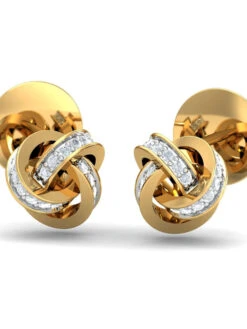 KuberBox 14K Circular Clustered Stud Earrings For Women And Girls
