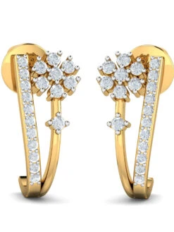 KuberBox 14K Lucia J-Hoop Earrings For Women And Girls