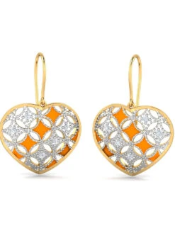 KuberBox 14K Enamel Heart Hook Earrings For Women And Girls