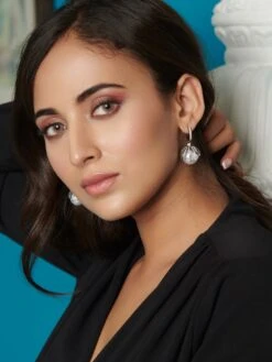 Curio Cottage Drop Of Oyster Diamante Hugging Hoop Earrings