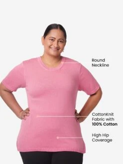 Blissclub Women Bubblegum At Ease Cotton Knit Top With Side Slit -Gemischtwarenladen Für Damenmode e32a12aBCFPL 121 2