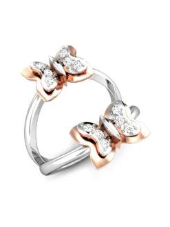 Candere By Kalyan Jewellers 18k Bis Hallmark White Gold And Diamond Butterfly Ring