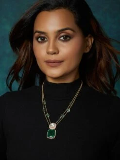 Joules By Radhika Classic Green Polki Long Necklace