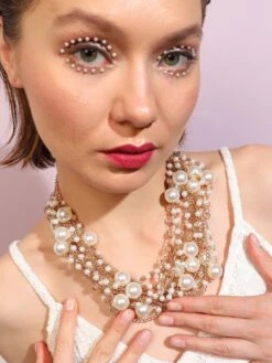 Sohi Gold Plated Pearls Party Necklace For Women