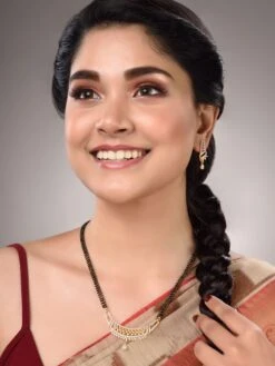 Saraf RS Jewellery Gold Dual Toned Traditional White AD Studded Mangalsutra Jewellery Set