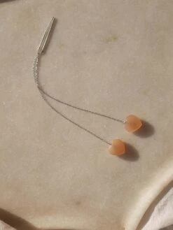 Kiri Kiri Peach Moonstone Heart Threader Earrings -Gemischtwarenladen Für Damenmode eo k 6357 3 19dff9fc