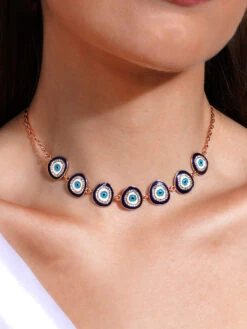 Joker And Witch Fortuna Blue Evil Eye Necklacefor Women