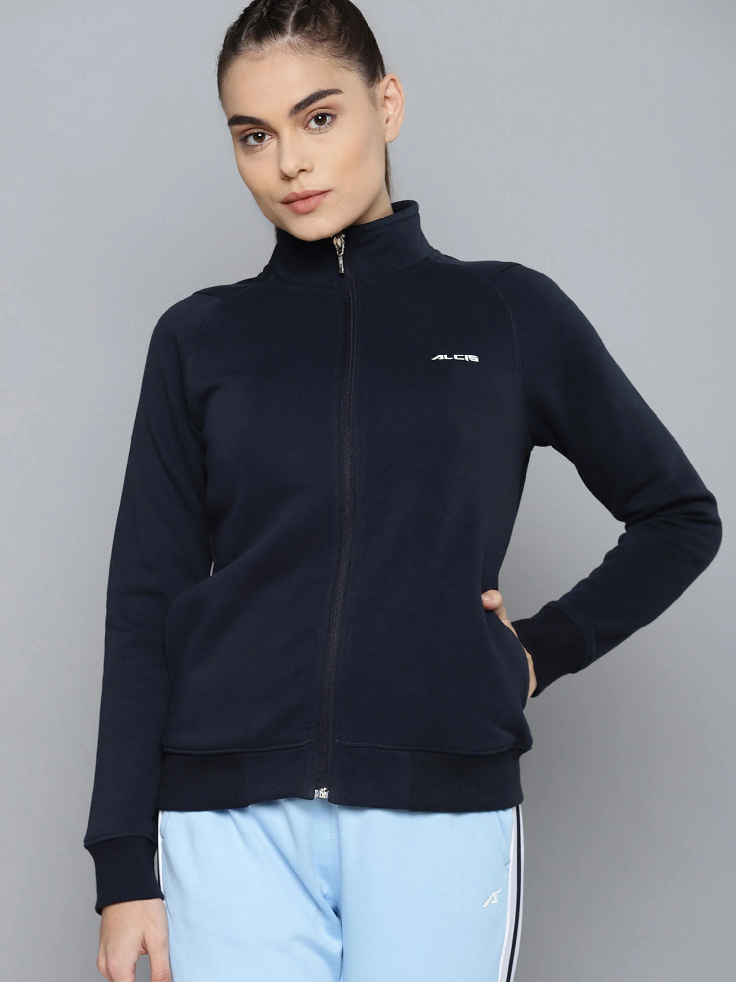 Alcis Women Navy Blue Sporty Jacket 5 Alcis Women Navy Blue Sporty Jacket – Bild 3