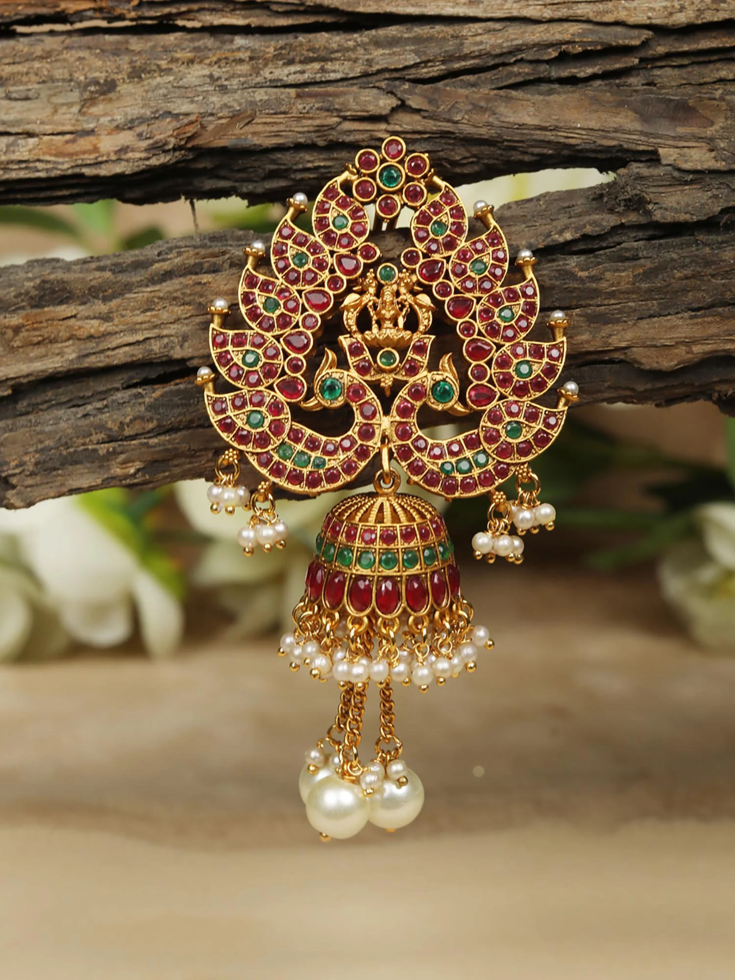 Priyaasi Multi-Color Stones Pearls Gold Plated Peacock Bun Hair Accessories 3 Priyaasi Multi-Color Stones Pearls Gold Plated Peacock Bun Hair Accessories