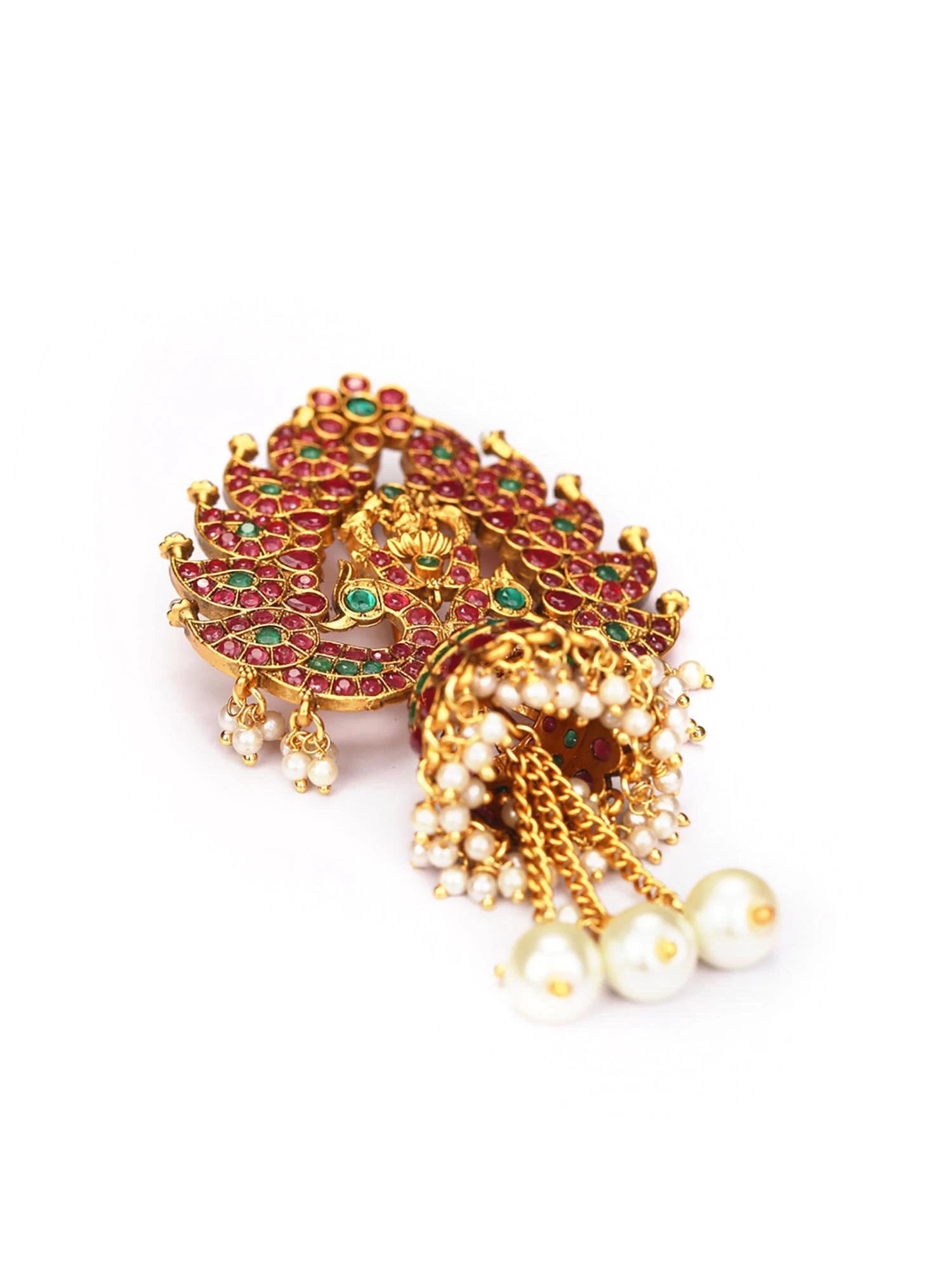 Priyaasi Multi-Color Stones Pearls Gold Plated Peacock Bun Hair Accessories 5 Priyaasi Multi-Color Stones Pearls Gold Plated Peacock Bun Hair Accessories – Bild 3