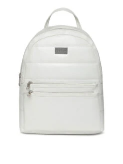 KLEIO White Quilted Faux Leather Backpack