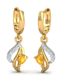 KuberBox 14K Chivalric Citrine Hoop Earrings For Women Girls