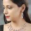 Priyaasi American Diamond Cubic Zirconia Rose Gold Plated Jewellery Set