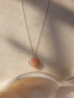 Kiri Kiri Peach Moonstone Heart Pendant