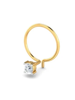 KuberBox 14K 0.08 Carat 4 Prongs Diamond Nose Pin For Women And Girls