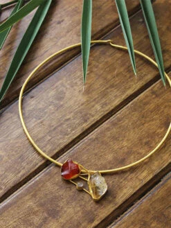 Pipa Bella By Nykaa Fashion Gold Plated Choker With Red And Yellow Stones