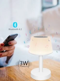 Portronics White ILUMI A Portable LED Lamp With Bluetooth Speaker
